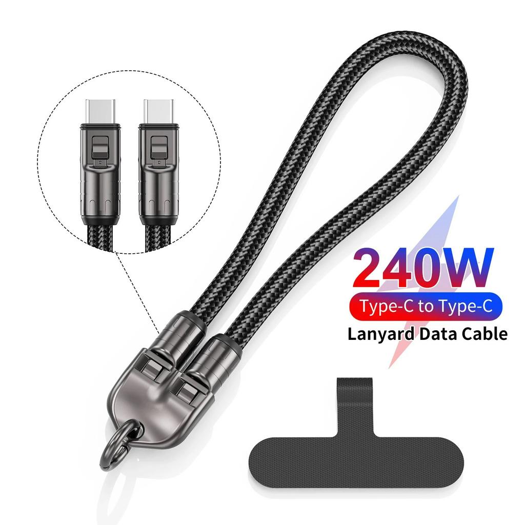 Кабель USB C 30 см 240 Вт плетеный алюминиевый шнурок для телефона кабель Type C к Type C быстрая зарядка USB-кабель