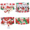 Набор рождественских браслетов-шармов: Санта, Олень и Колокольчик Дизайн из Бисера и Жемчуга из Полимерной Глины
