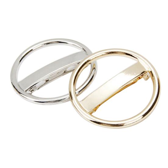 Women's Punk Circle Hairpin Golden Silver Hair Clip Alloy Round Clamp Headwear