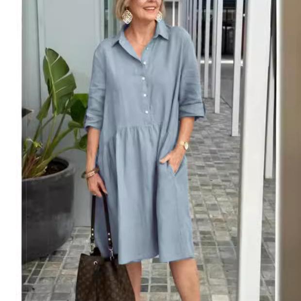 Women's Dress Plus Size Solid Colour Lapel Casual Dresses