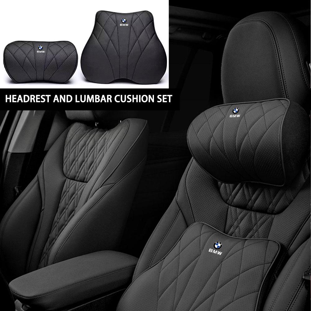 AZXN6 Car Memory Foam Headrest Neck Pillow Lumbar Waist Cushion Accessories For BMW M Performance E39 F20 E36 G30 G20 X5 Auto Interior