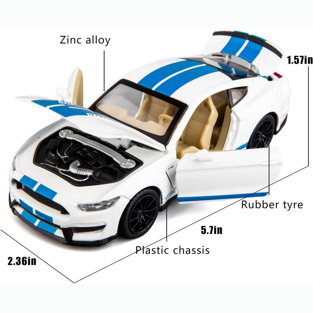 Масштаб 1/32 Shelby GT350, литая под давлением модель автомобиля, игрушечная машинка с откатным механизмом со звуком и светом для мальчиков и девочек, подарок