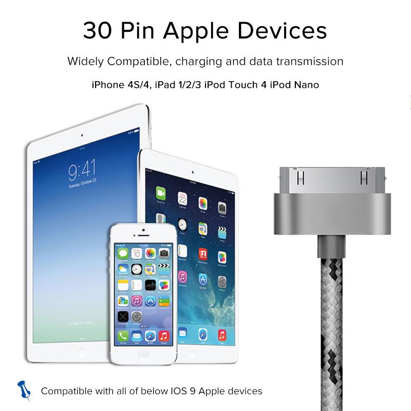 USB-кабель для зарядки данных 1 м для iPhone 4 4s и iPad 2 3