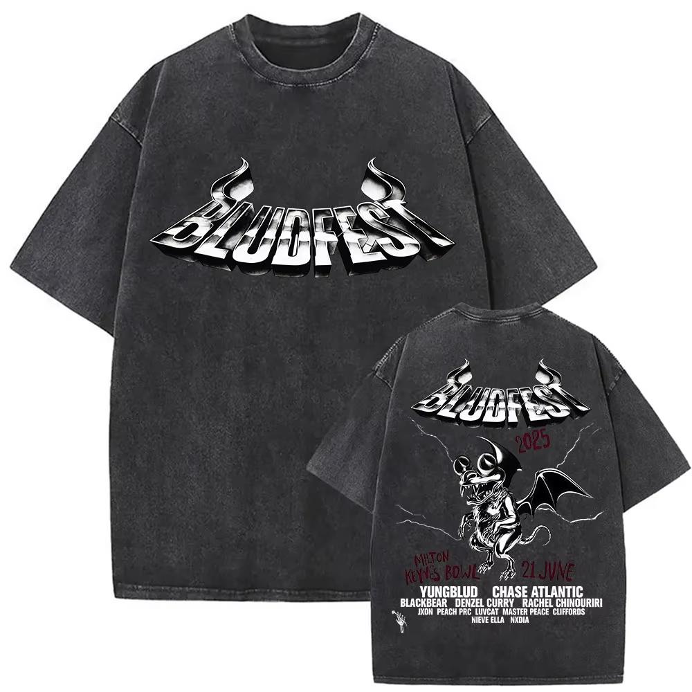 Винтажные стираные футболки Yungblud IDOLS The World Tour Мужские Женские Хип-хоп Высокое качество Готические Оверсайз Футболки Уличная одежда