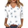 Women’s Fashion Everyday Everything Casual V-neck Seven-point Sleeve Printed T-shirt Top Tops for Women Womens Tops and Blouses