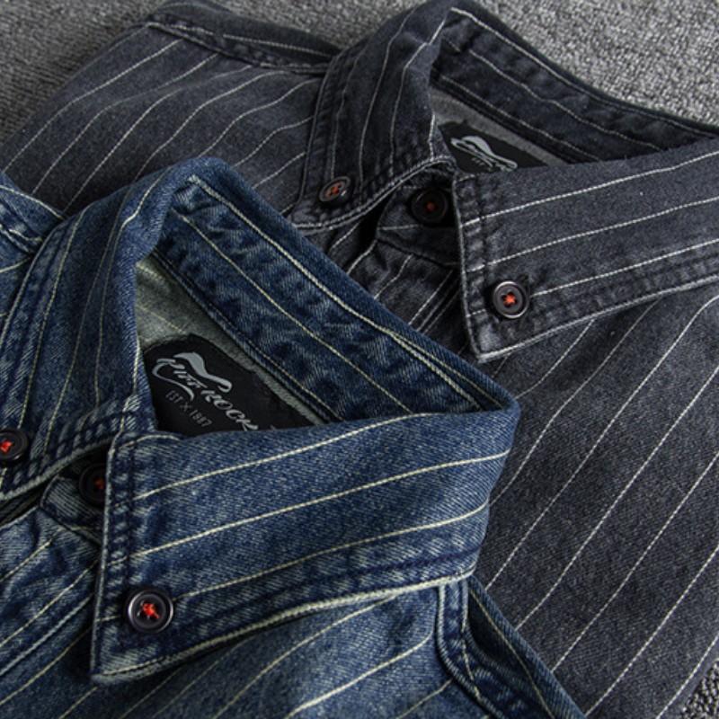 Мужская осенне-зимняя плотная рубашка в британском стиле ретро Do Old в полоску с длинными рукавами