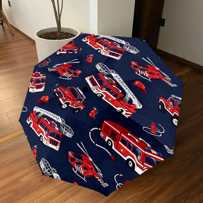 1PC firetruck fire hydrantAutomatic Open/Close Umbrella with Windproof, 8-Rib Sturdy Canopy, Durable Ribs, Fashionable Design, Outdoor Accessory, Fun