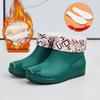 Женские короткие резиновые сапоги: Теплые, Нескользящие, Водонепроницаемые Резиновые Ботинки для Улицы