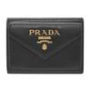 Кошелек Prada 1MH021 PRADA с кошельком для монет GL с логотипом VITELLO GRAIN NERO из телячьей кожи с черной золотой фурнитурой, тройное сложение [предмет]