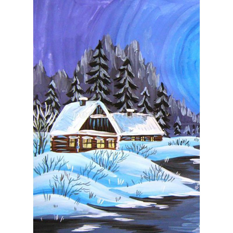 DIY Snow Winter 5D Diamond Painting Full Round Drill Scenic Diamond Embroidery Cross Stitch Mosaic Kits Wall Art Home Decor
