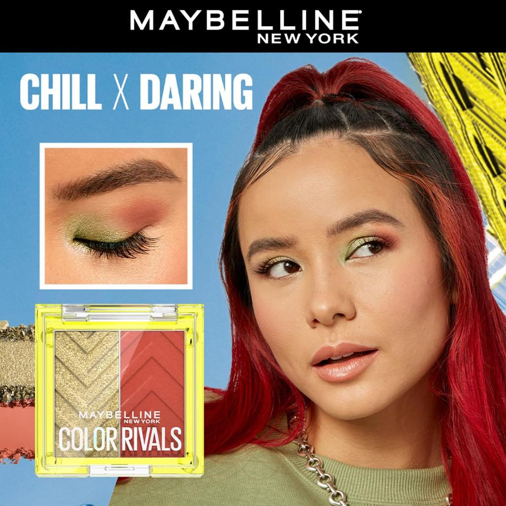 Maybelline Палетка пигментированных теней для век New York Color Rivals 3 г Стойкая Водостойкая Матовая Шиммерная Chill x Daring