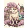 Япония Поп-арт Кошка Природа Цветущая вишня Пейзаж Холст Плакат Красочная Эстетика Домашняя стена Мультфильм Декор Спальня Кафе Картина