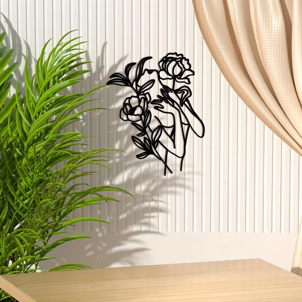 Flower Woman Metal Wall Art - Abstract Floral Design, Modern Wall Décor, Stylish Metal Wall Hanging for Elegant Home Decoration