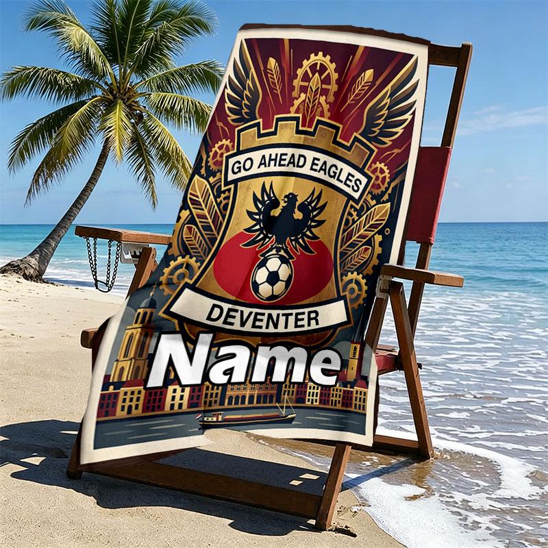 Custom Name Personalized Go Ahead Eagles Print Beach Towel, for Trip Camping Beach Party Home Decor, Birthday Gift for Family & Friends
