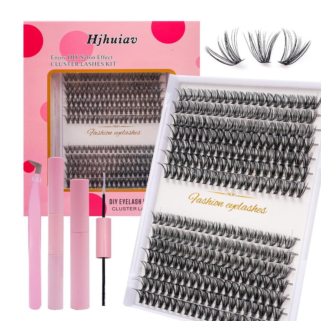 Набор из 280 пучков ресниц с самоклеящимся клеем, кисточкой и пинцетом - Набор для самостоятельного наращивания большого объема