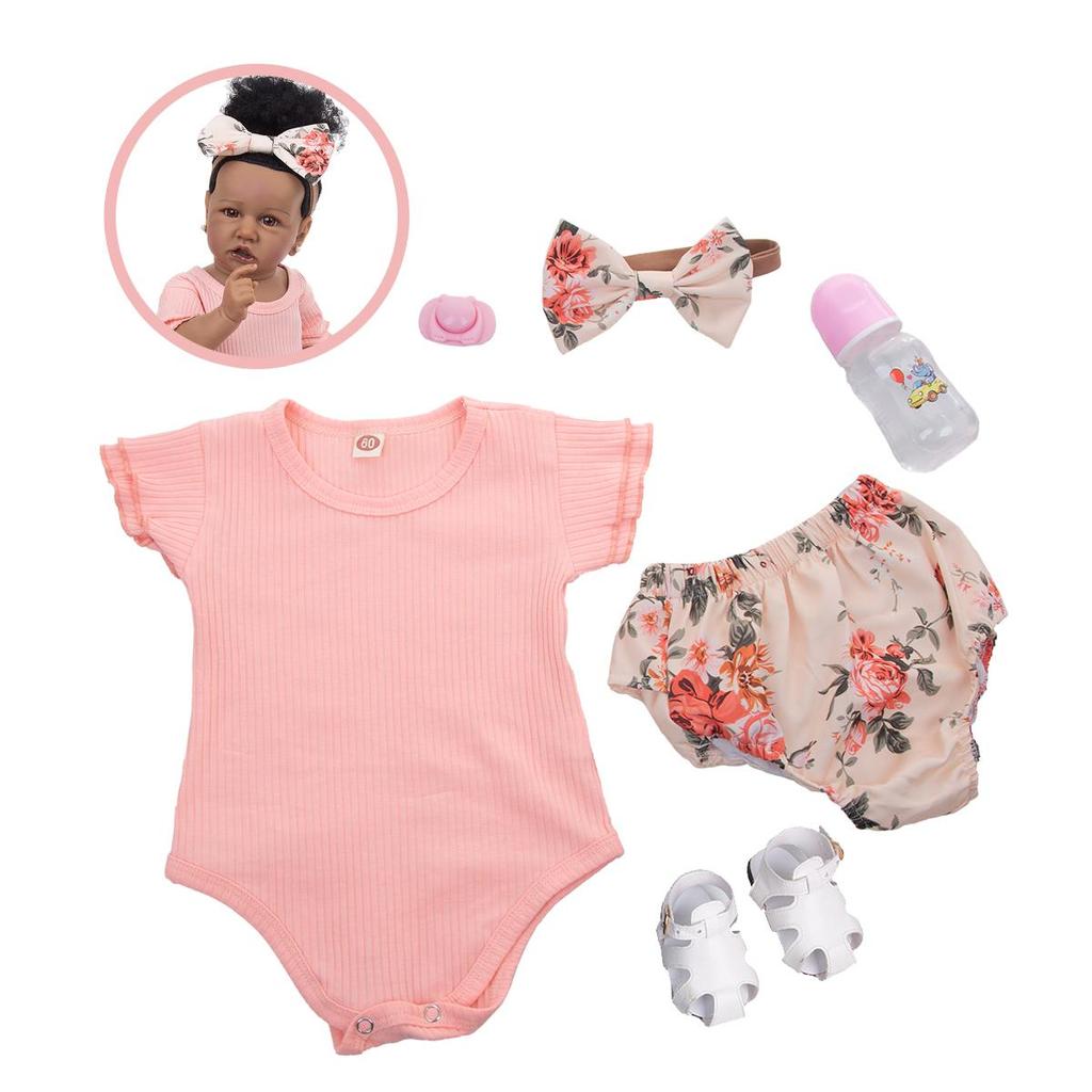 Full Body Silicone Africa Black Skin Reborn Baby Dolls 57 CM Real Touch Newborn Toddler Bath Doll Toys Kids Birthday XMAS Gift