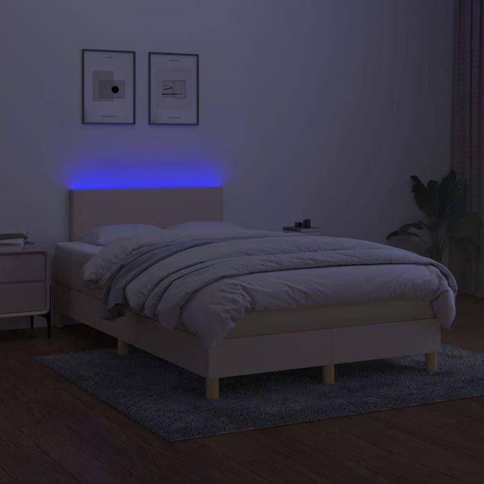 Maison Exclusive - Sommier à lattes de lit avec matelas LED Crème 120x200 cm Tissu