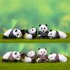 Set of 4 Cute Panda Figurines for DIY Mini Landscapes and Succulent Gardens