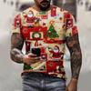 Christmas T-shirt Fashion Versatile Top Unisex European Santa Claus 3D Printed Men's T-shirt Round Neck Short Sleeved Casual Top