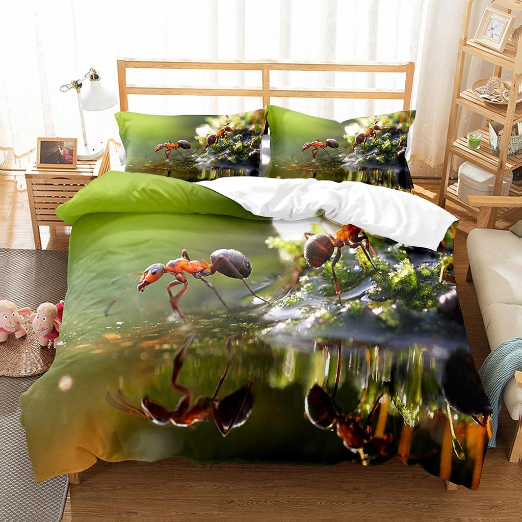 Пододеяльник с изображением паука и насекомых King Queen, комплект постельного белья с изображением милых микроскопических животных, пододеяльник из полиэстера