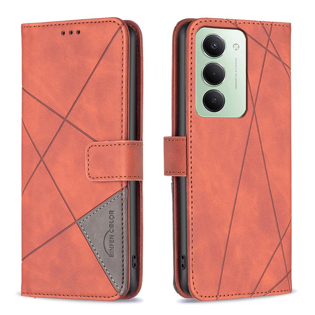 For Xiaomi Redmi 15 5G (Global) (169mm) Phone Case BINFEN COLOR Wallet Stand Geometry Imprinted Leather Cover
