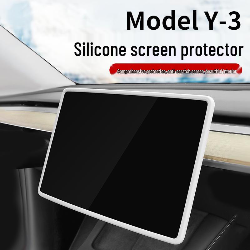 Tesla Model 3/Y Screen Protector Silicone Frame: Center Console Display Collision Cover.