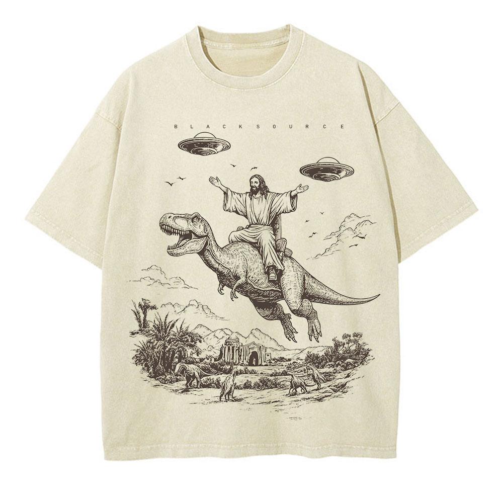 God Dinosaur Pattern Fashion Tshirt Unisex And Unisex Summer New Cotton Breathable Unisexs Tshirts Casual Vintage Streetwear