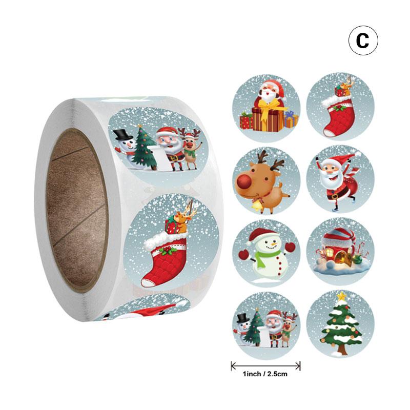 500 шт. 1 дюйм круглые рождественские наклейки с изображением Санта-Снеговика, записки, дневника, канцелярские товары, спасибо, наклейка, день рождения, рождественский декор