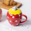Творческая керамическая кружка в форме клубники, симпатичная кофейная кружка с крышкой, чашка для послеобеденного чая, молока, сока, напитков, стакан для воды