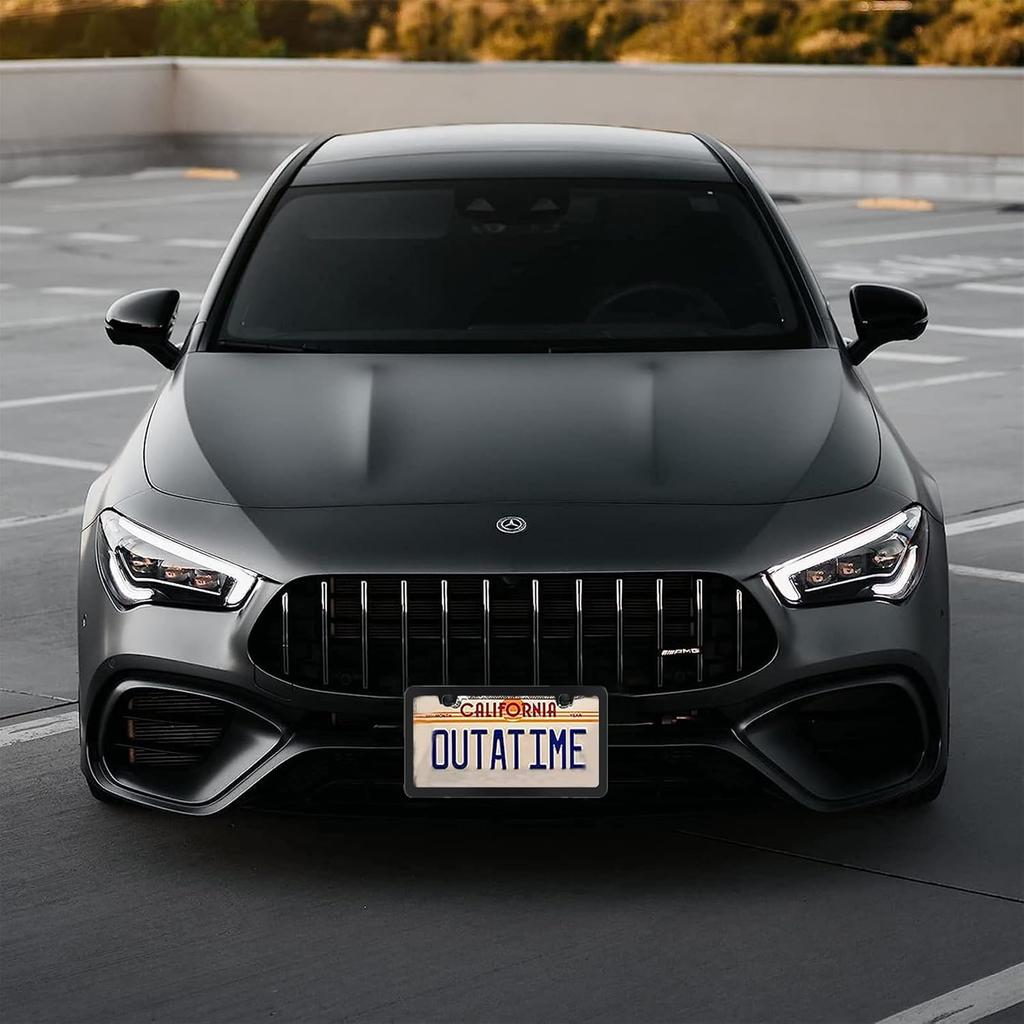 Black 2 Pack License Plate Frame For Car Matte Metal Aluminum Rust-Proof License Plate Holder Cover Gloss Black Front Rear Number Tag Frame For Men