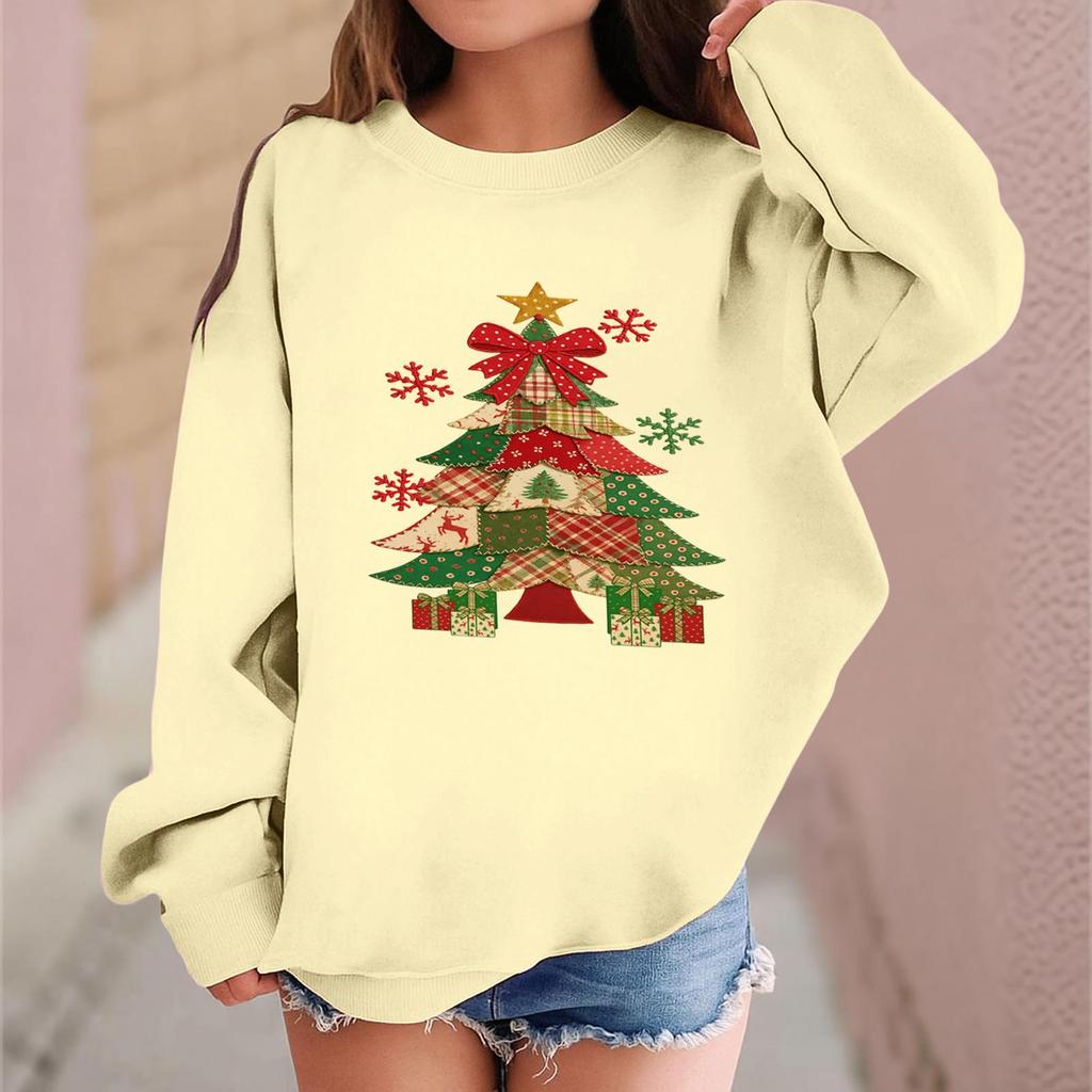 Детский модный повседневный пуловер с длинными рукавами и свободного кроя с рождественским принтом