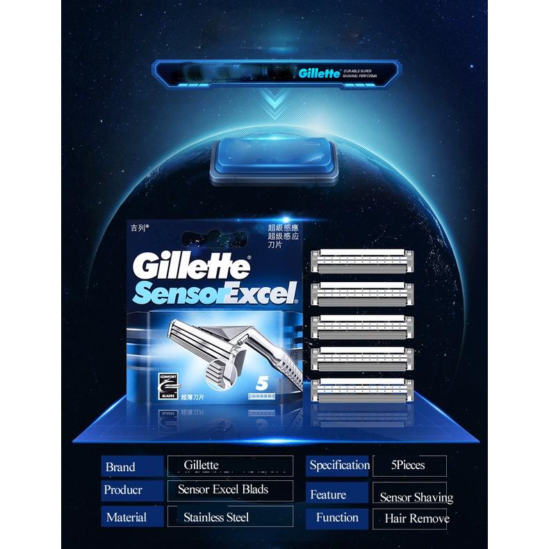 Gillette Датчик Excel, лезвие с картриджем для бритвы, сменные головки, бритье для бороды на лице, удаление волос, двухслойные лезвия для бритвы Vector3 Razor pisau cukur cukur