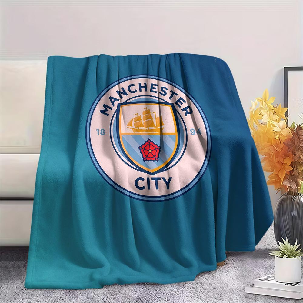 Man City Flannel Blanket, High quality Comfortable for All Seasons, Home Decor, Warmth and Comfort