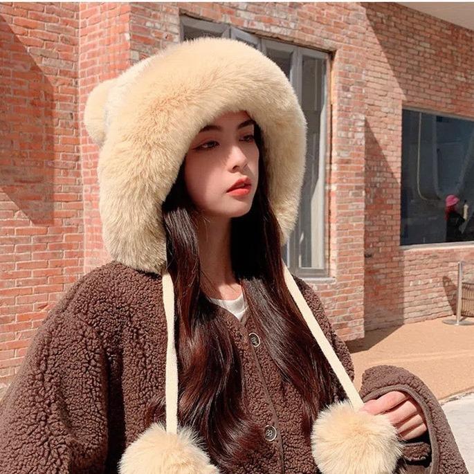 Hair Ball Lovely Winter New Knitted Wool Cap Three Ball Set Head Padded Warm Ear Protection Female Hat