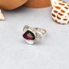 925 Sterling Silver Watermelon Raw Tourmaline Gemstone Granule Ring 7 US