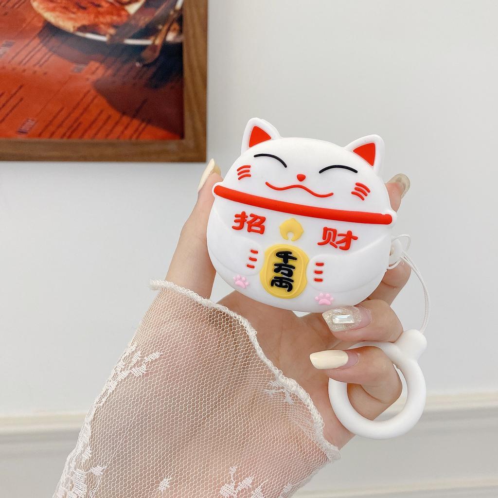 Силиконовый чехол для наушников с милым мультяшным Lucky Cat для Samsung Galaxy Buds 2 Pro Live, чехол для Galaxy Buds2 Pro, полная защита с ремешком