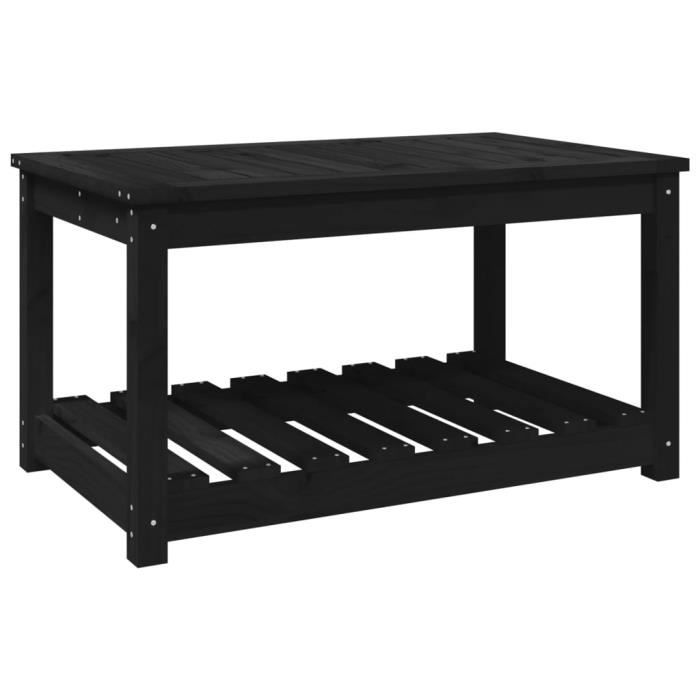 VidaXL Table de jardin noir 82,5x50,5x45 cm bois massif de pin 824138