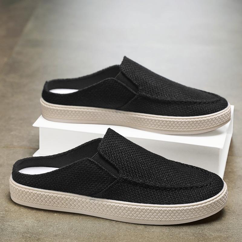 Парусиновые туфли мужские полутяжелые верхняя одежда повседневная сумка голова повседневная дышащая и удобная четыре сезона можно носить без каблука мужские тапочки