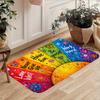 1pc 2D Flat Rainbow Inspirational‑Quote Entryway Area Rug, Colorful Non‑Slip Machine‑Washable Decor Floor Mat for Indoor Decor