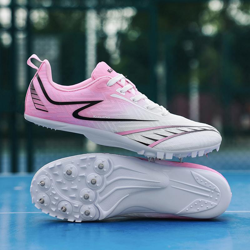 Мужская обувь для спринта Профессиональная беговая спортивная для прыжков в длину Легкая шиповки для стадиона Мягкое покрытие Нескользящие шипы Гонка Соревнование