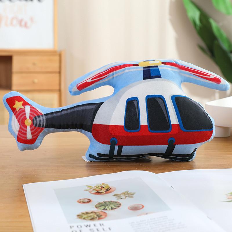 Childrens Aircraft Tanks Excavators Fire Trucks Bicycles Plush Pillows For Kids Bedroom