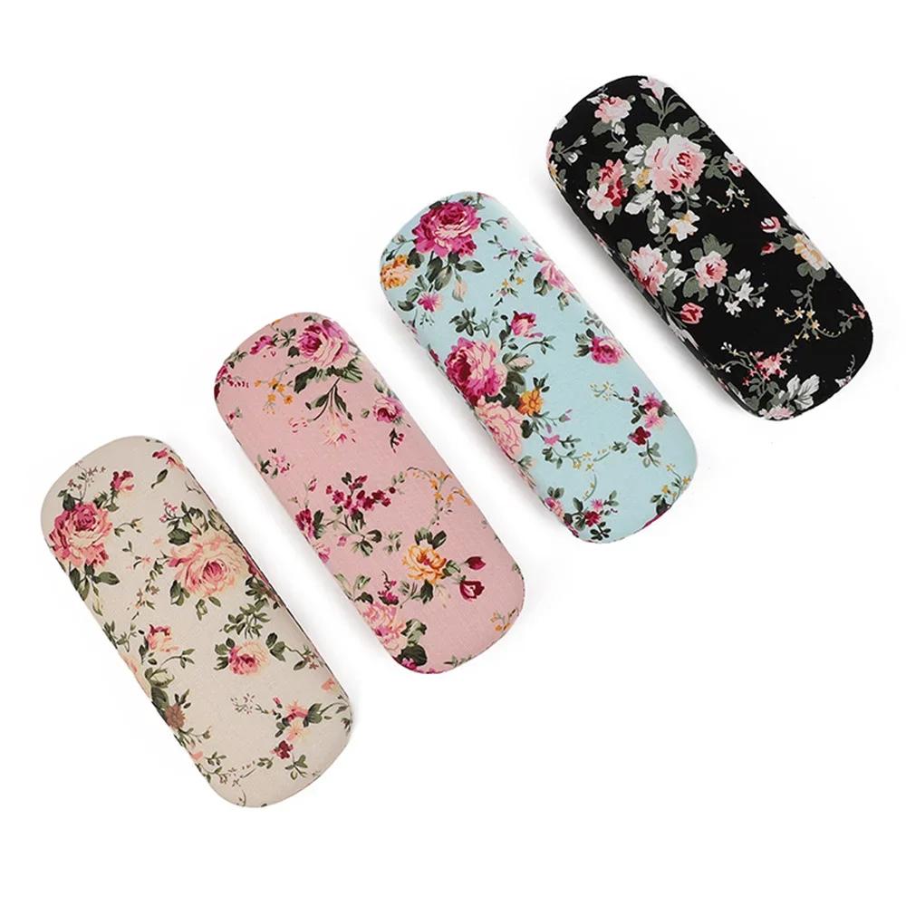 Чехол для солнцезащитных очков EOENKK Retro Floral, чехол для очков для чтения из ткани с принтом, жесткий защитный чехол для очков, женский футляр для хранения оптических очков