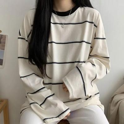 Футболки VAYLA Женские Студенческие Полосатые Шикарные Уличная одежда Харадзюку На каждый день Популярный Топ с длинным рукавом для подростков Унисекс Нежные футболки