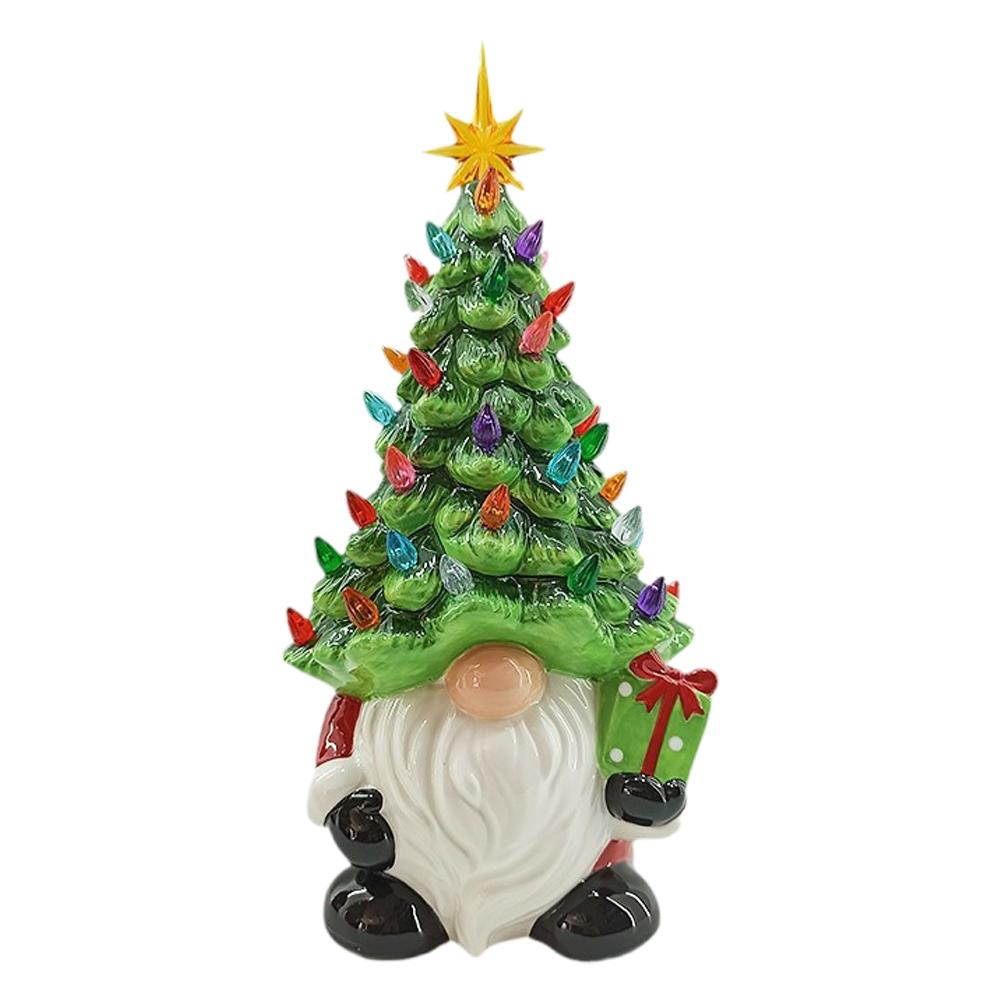 1PC Glowing Dwarf Christmas Tree Gnome Xmas Tree Figurines Statue Ornaments Creative Desktop Decoration Crafts
