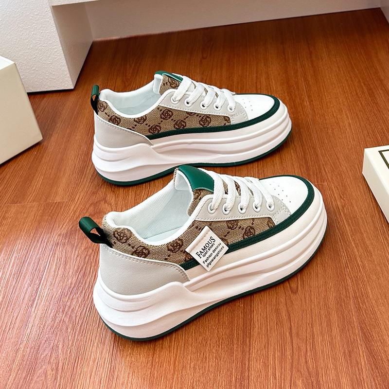 Fashion Women's Vulcanized Shoes Lace-up Platform Casual Shoes Breathable Hard-wearing Wedges Lightweight Comfortable Women Sneakers