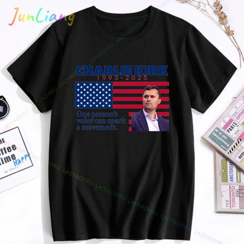 Freedom Charlie Kirk Tshirt Loose Casual FemaleMale Tshirts Unisex Streetwear Protest American Fashion Unisex T Shirts