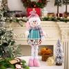 Pink Plush Christmas Doll Retractable Standing Snowman Santa Reindeer Grandma Dolls for Bedroom Home Window Desktop Decoration
