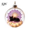 Dormitory Festive Accessory Halloween Glowing Sphere, Lighted Clear Ball Ornament, Cute Witch Seasonal Home Decoration Cat, LED Hanging for