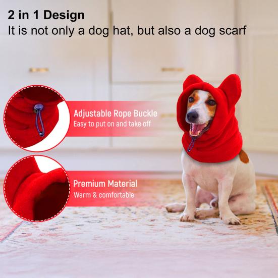 Снуд для собаки Зимний капюшон Теплый капюшон для питомца с защитой ушей Флисовый утеплитель для шеи со шнурком для собак и кошек