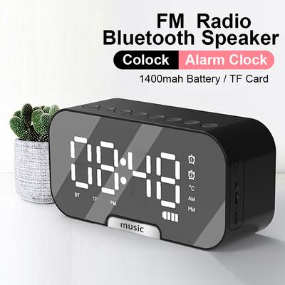 Беспроводной Bluetooth-динамик с FM-радио, светодиодный электронный будильник, цифровой дисплей, зеркало, будильник, поддержка TF, держатель для телефона